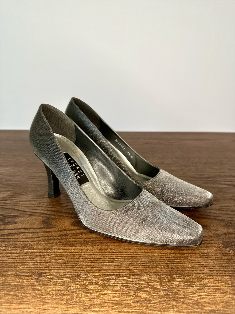 Stuart Weitzman Silver Metallic Shimmer Heels Size 7.5